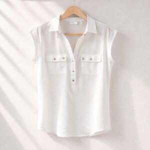 New York and Company Blouse Size Medium Semi Sheer